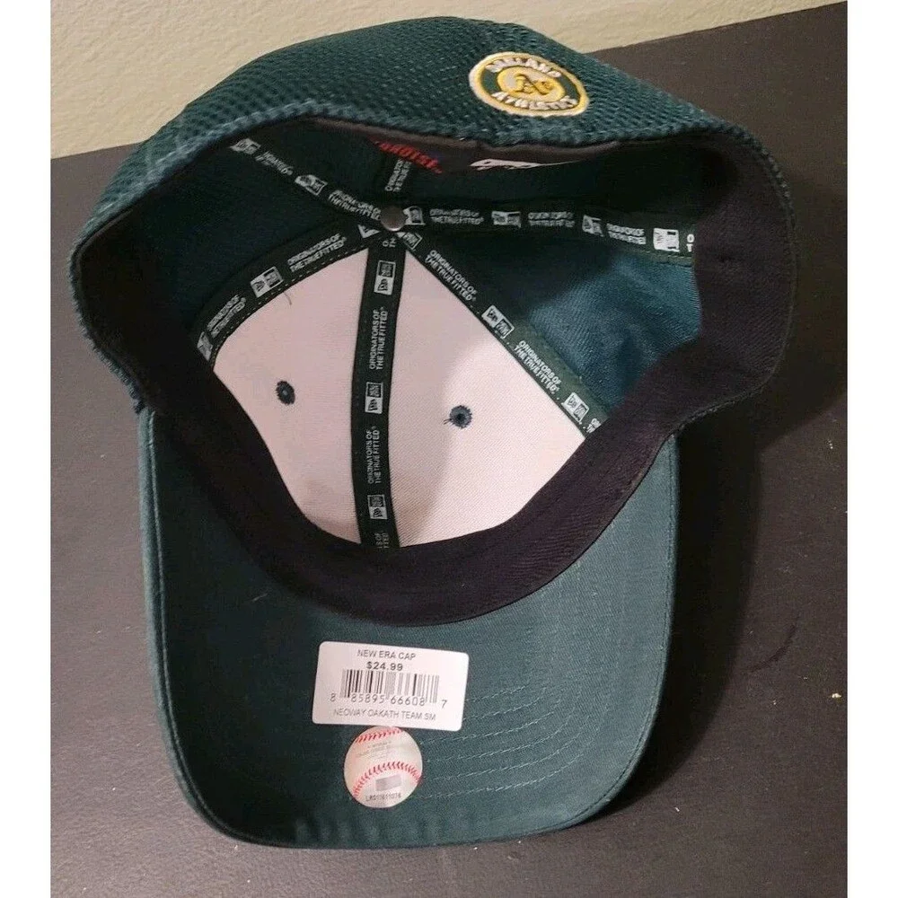 Oakland Athletics MLB White Green New Era 39Thirty Stretch Fitted Hat Mens S/M